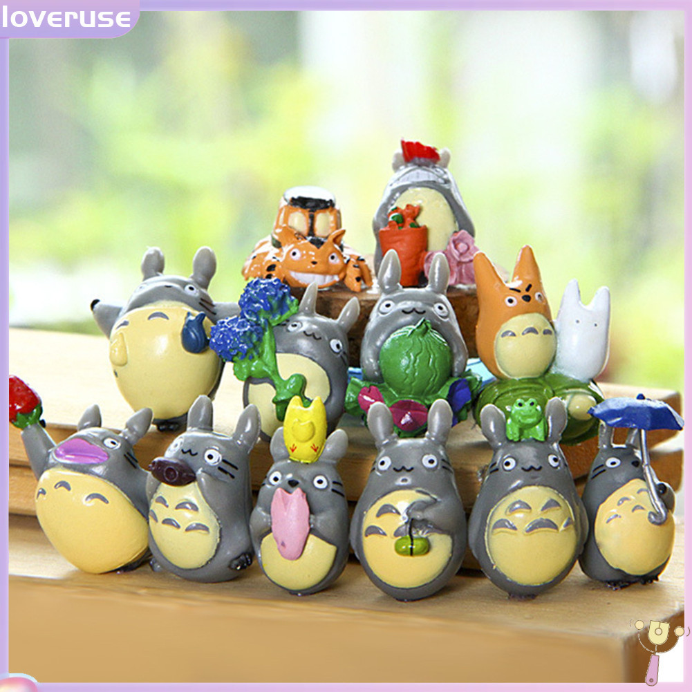 Set 12 mô hình đồ chơi thiết kế Totoro hoạt hình mini dành cho trang trí