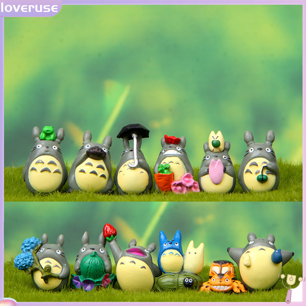 Set 12 mô hình đồ chơi thiết kế Totoro hoạt hình mini dành cho trang trí