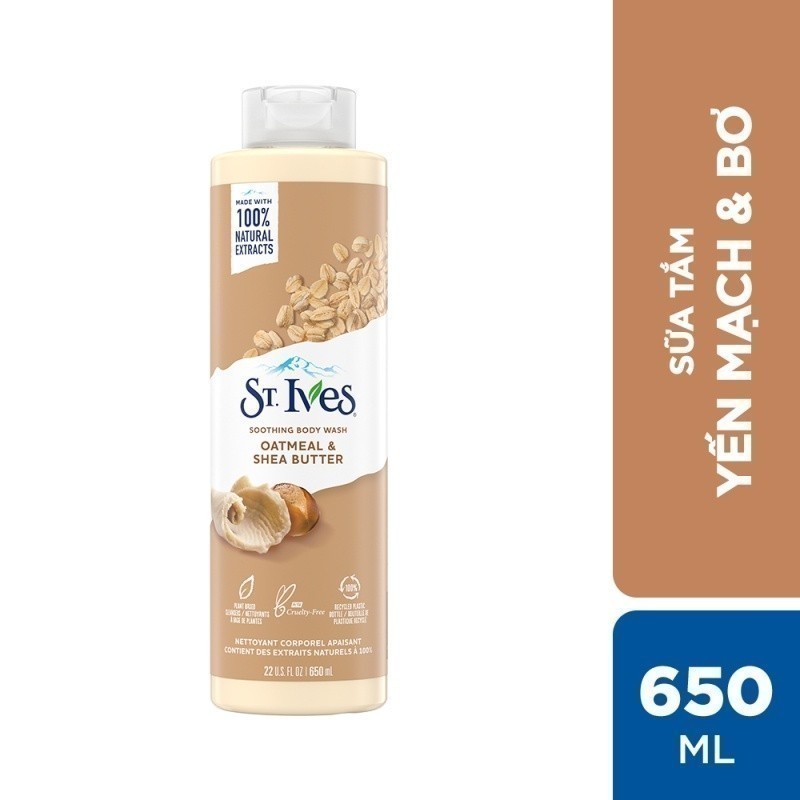 Bộ sữa tắm, dưỡng thể, sữa rửa mặt  St.Ives & sáp dưỡng môi Vaseline (650ml x 621ml x 170g x 7g)