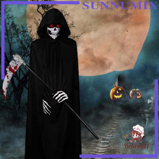 [4 MÓN] Bộ Đồ Hóa Trang Thần Chết Độc Đáo Dịp Halloween gồm lưỡi hái găng tay mặt nạ áo choàng