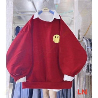 Áo nỉ bo lô gô mặt cười vàng LN11, Áo nỉ Unisex from rộng, Chất nỉ ấm mặc không xù, thiết kế phong cách  D.V.GIT