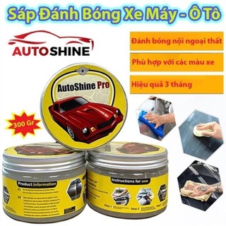 Sáp đánh bóng xe máy, ô tô autoshine pro 300g phủ ceramic wax làm đẹp bóng xe - đánh sạch vết xước tặng mút khăn lau