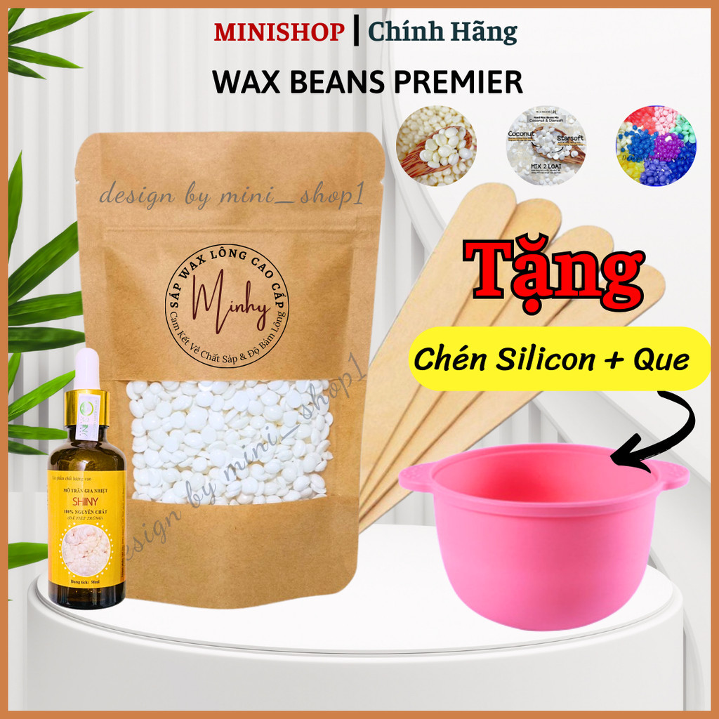 Combo 100Gr Sáp Wax Lông Minhy Tặng Chén Silicon Nấu Sáp Wax Các Vùng Lông Nách Tay Chân, Triệt Râu Ria Mép #