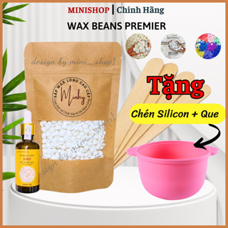 Combo 100gr sáp wax lông MinHy TẶNG CHÉN silicon nấu sáp wax các vùng lông nách tay chân, triệt râu ria mép #