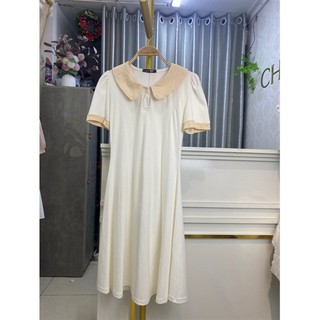 Váy xòe cotton cổ lá