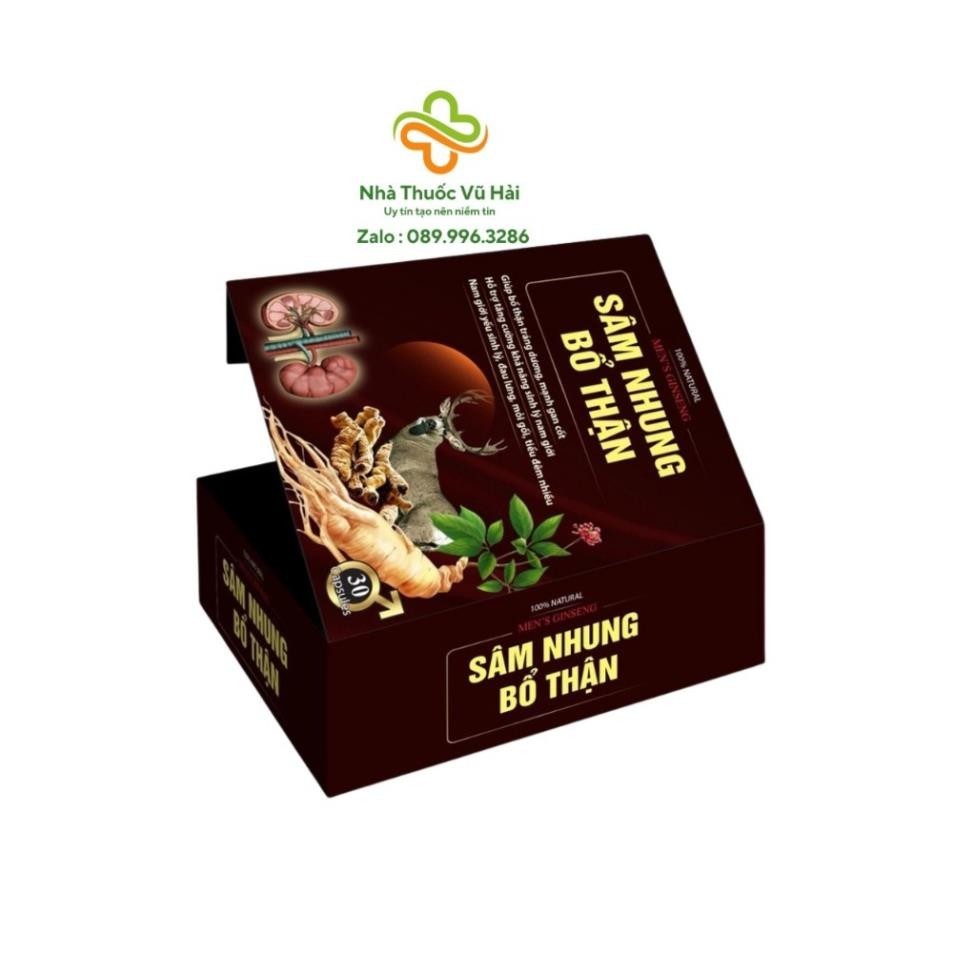 Viên uống tăng cường sinh lý nam Sâm Nhung Bổ Thận giảm đau lưng, mỏi gối, tiểu đêm nhiều - Hộp 30 viên