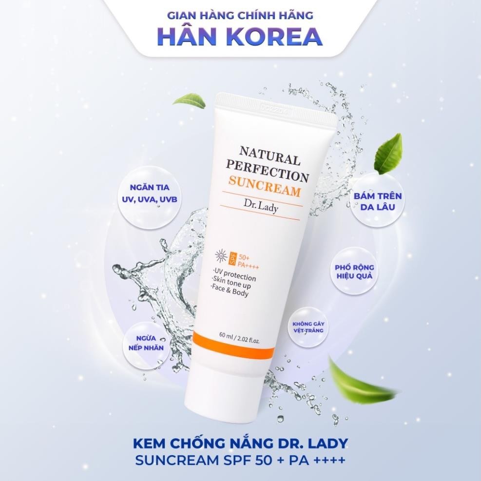 Kem chống nắng Dr. Lady Suncream 60ml nâng tone, kiềm dầu - HÂN KOREA.