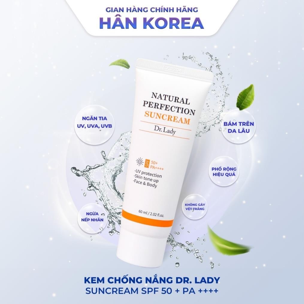 Kem chống nắng Dr. Lady Suncream 60ml nâng tone, kiềm dầu - HÂN KOREA/