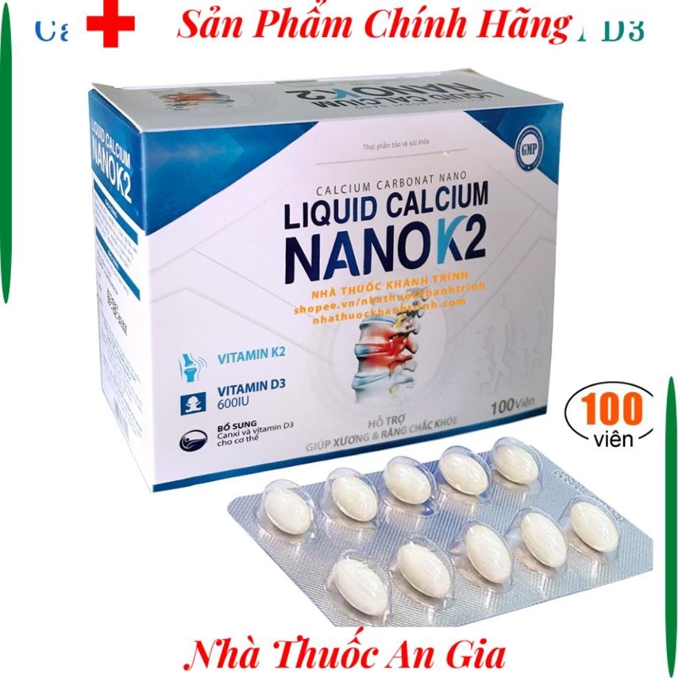 (hộp 100 viên) Liquid Calcium Nano K2 Pulipha bổ sung Nano Canxi chắc xương n