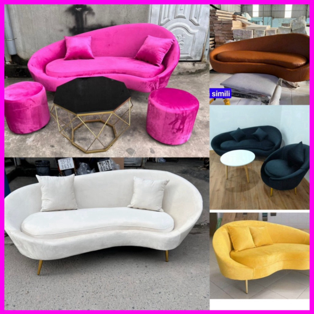Ghế sofa cong 1m70, sofa hạt đậu - ghế đặt phòng spa siêu sang (tặng 2 gối) - làm màu theo đòi hỏi - bh 12 tháng | BigBuy360 - bigbuy360.vn