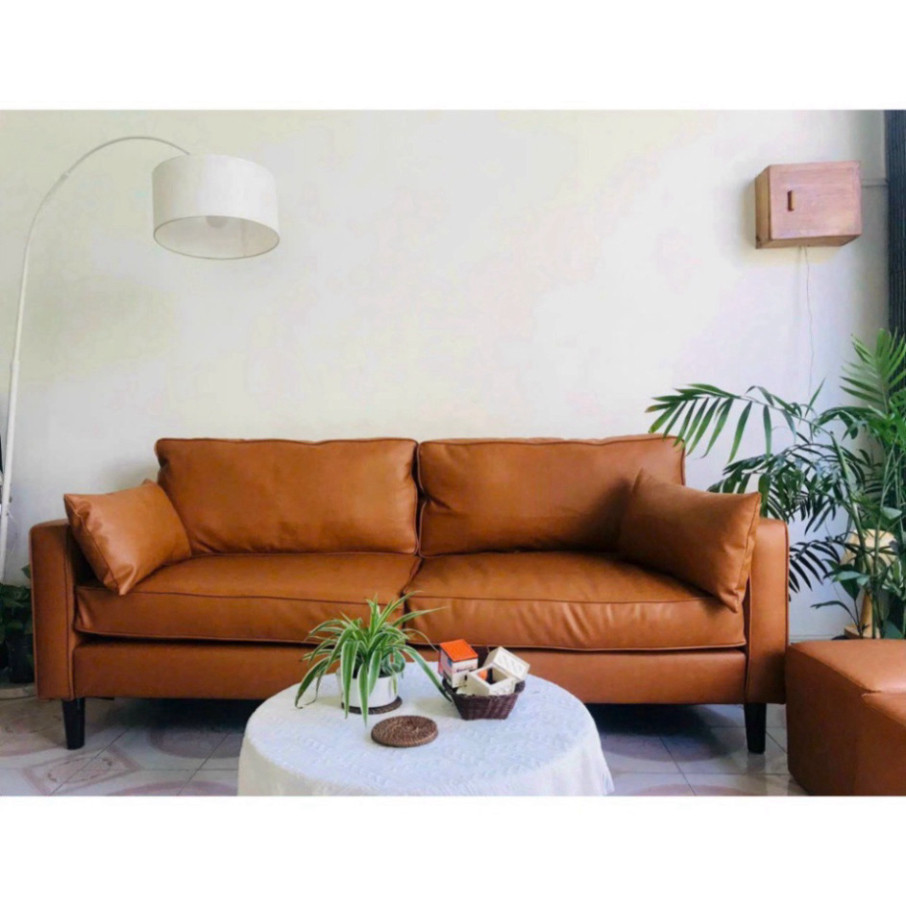 Bộ sofa da nâu, sofa da thời thượng đặt căn hộ -  BH 2 năm | BigBuy360 - bigbuy360.vn