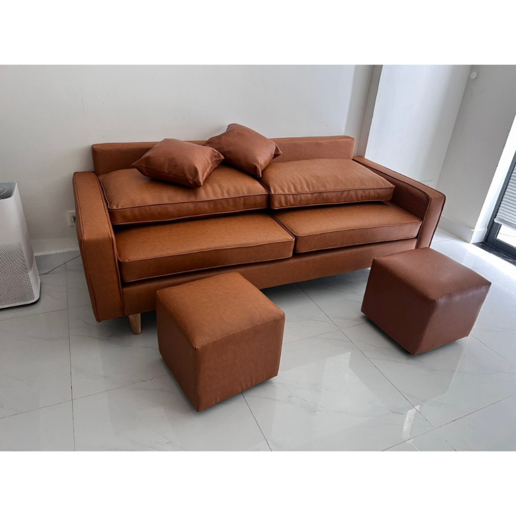 Bộ sofa da nâu, sofa da thời thượng đặt căn hộ -  BH 2 năm | BigBuy360 - bigbuy360.vn