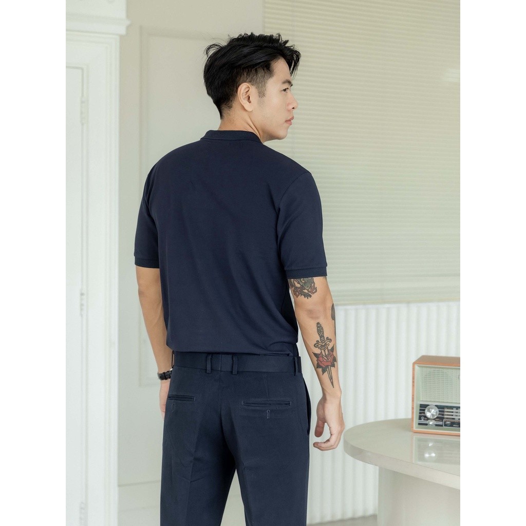 Áo Polo Nam BOB Sleeves Navy, Chất Vải Cá Xấu Cotton 4 Chiều Thoải Mái, PL0026, SOMEHOW