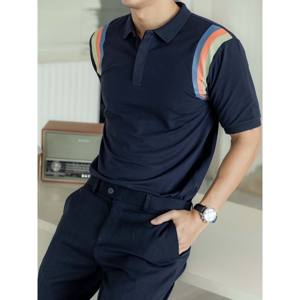 Áo Polo Nam BOB Sleeves Navy, Chất Vải Cá Xấu Cotton 4 Chiều Thoải Mái, PL0026, SOMEHOW