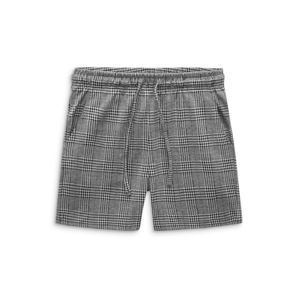 Set Polo Nam Short Black Gray Check, Chất Vải Cotton Blend Thoải Mái, SB0013, SOMEHOW