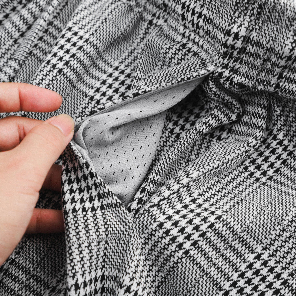 Set Polo Nam Short Black Gray Check, Chất Vải Cotton Blend Thoải Mái, SB0013, SOMEHOW