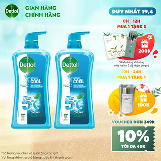  Combo 2 chai sữa tắm Dettol mát lạnh tức thì - Chai 950g