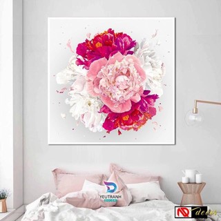 V14 Tranh Treo Tường Hoa Mẫu đơn Lá Thiên Nhiên Decor Phòng Khách/ Ngủ/ Khách Sạn/ Quà Tặng khai trương SPA Hồng Cúc