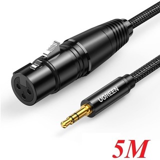 Ugreen 25240 5m av 3.5mm đực ra xlr cannon cái màu xám cáp âm thanh audio av182