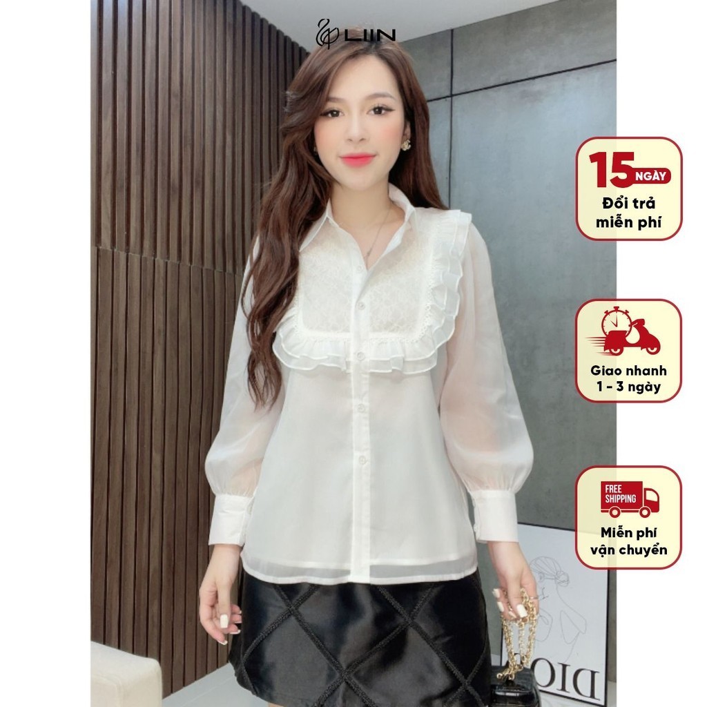 Áo Sơ Mi Trắng Ren Ngực Liin Clothing -SMD152MIX-S23