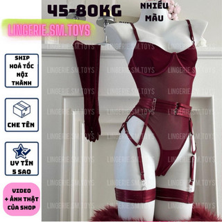 Z3428A - Bodysuit Kèm Dây Garter Nối Vòng Đùi Có BIGSIZE Phong Cách Quyến Rũ - Nội Y Đồ Bay Đỏ Đô Sang Chảnh Gợi Cảm Cos