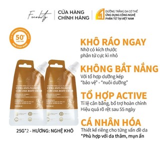  Bộ 2 Kem dưỡng trắng từ củ nghệ cho da mụn cơ thể, viêm nang lông Freshity 25gx2