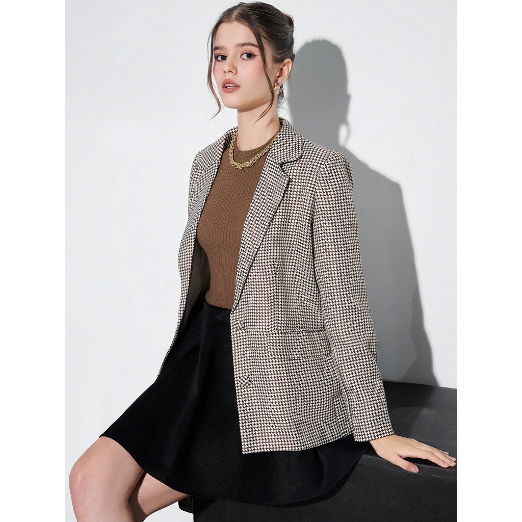 RECHIC Áo Khoác Blazer Odile cổ vest có túi giả đơn giản thời trang