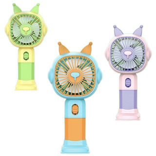Quạt mini tai thỏ 7a cầm tay kèm giá để điện thoại 2in1, quạt tích điện để bàn làm việc kakaxi
