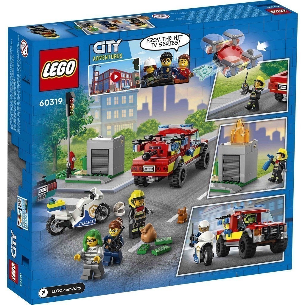 LEGO City 60319 Xe cứu hỏa & cảnh sát truy bắt tội phạm (295 chi tiết)