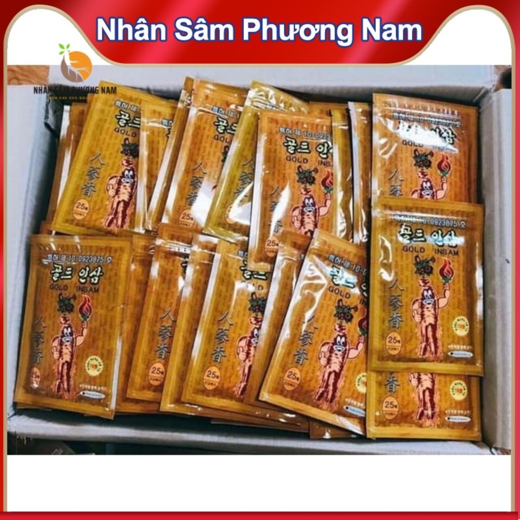 Combo 10 Gói Cao Dán Sâm Gold Insam Vàng Loại 25 Miếng / Gói