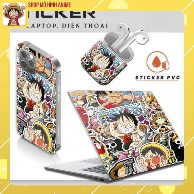 Sticker One Pice - Đảo Hải Tặc, Dán Mũ Bảo Hiểm, Điện Thoại, Laptop, PVC Chống Nước, Chống Bay Màu