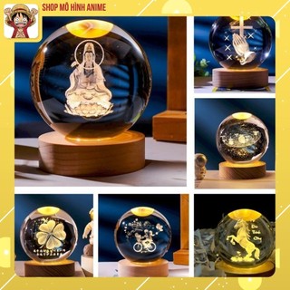 Quả Cầu 3D Pha Lê Phát Sáng, Đèn Led USB, Đường Kính 8cm, Decor Trang Trí, Quà Tặng Ngày Lễ Đặc Biệt