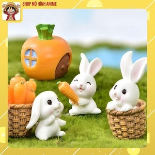 Bộ Mô Hình Gia Đình Nhà Thỏ, Đầy Đủ 6 Chi Tiết, Mô Hình Decor Trang Trí Phòng Học, Bàn Làm Việc, Tiểu Cảnh Bon Sai