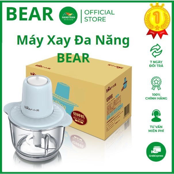 Máy Xay Thịt Cầm Tay Cối Inox Đa Năng 4 Lưỡi, Bear Cối Thủy Tinh Xay Cua Cá, Tỏi Ớt, Rau Củ Quả-  Gia Dụng Gia Đình