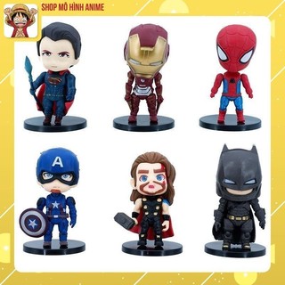 Mô Hình 6 Nhân Vật Marvel Avenger Siêu Anh Hùng Chibi Cao 10cm, Nhựa Rỗng Phù Hợp Trang Trí Bánh Kem, Bánh Sinh Nhật