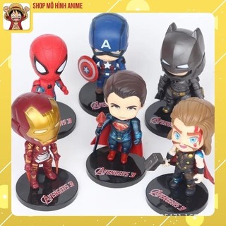 Mô Hình 6  Nhân Vật Marvel Avenger Siêu Anh Hùng, Người Nhện, Người Dơi, Supermen, Nhựa Đặc Ruột Cao Cấp, Mô Hình Decor