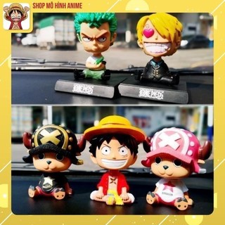 Mô hình One Piece Luffy, Zoro, Sanji, Chopper Lắc Đầu, Kê Điện Thoại, Trang Trí Decor Ô tô, Góc Học Tập - Tượng Figure