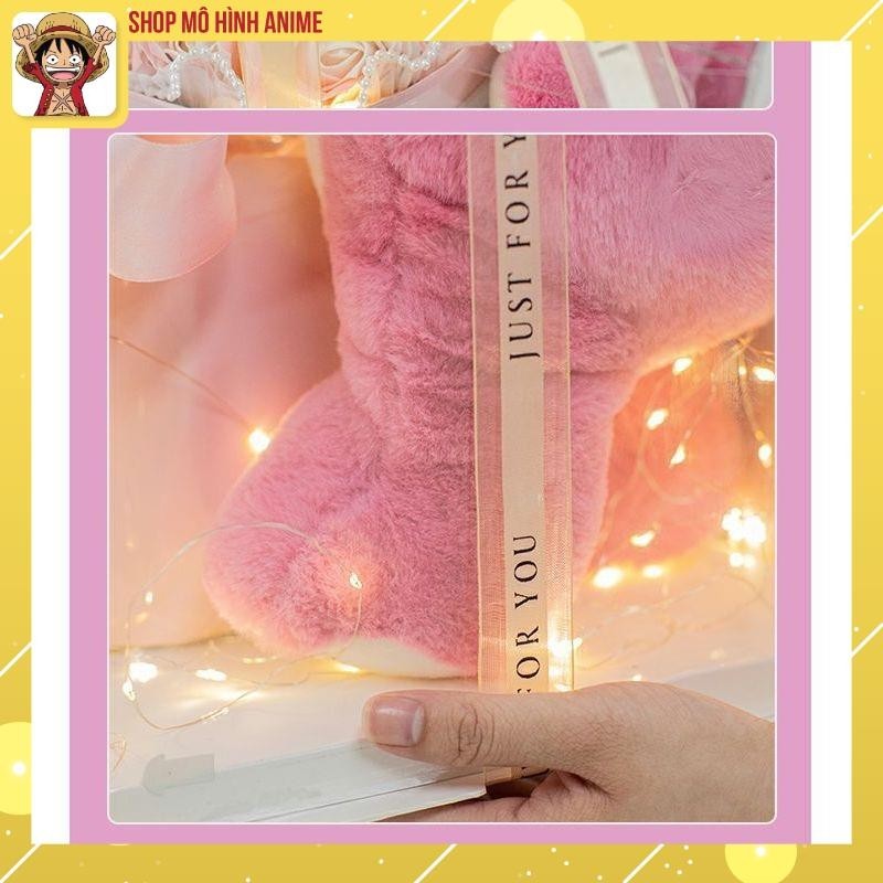 Hôp Quà Tặng Trong Suốt, Gấu Dâu Lotso Ôm Hoa Hồng Siêu Dễ Thương, Có Đèn Led, Thích Hợp Làm Quà Tặng Sinh Nhật