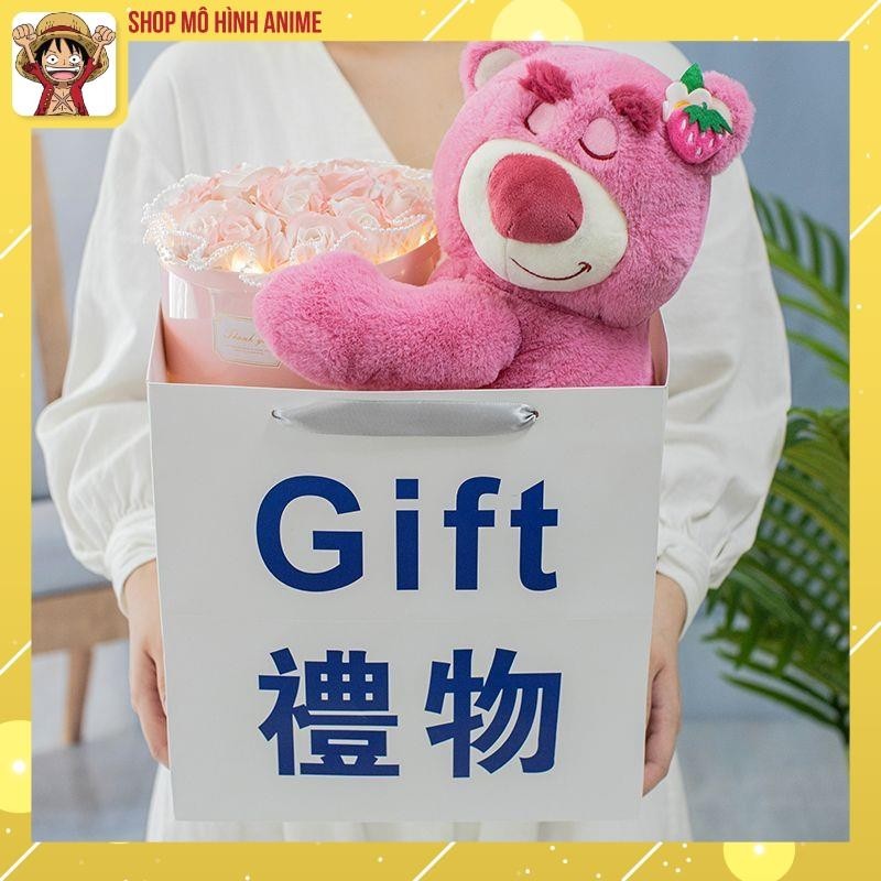 Hôp Quà Tặng Trong Suốt, Gấu Dâu Lotso Ôm Hoa Hồng Siêu Dễ Thương, Có Đèn Led, Thích Hợp Làm Quà Tặng Sinh Nhật