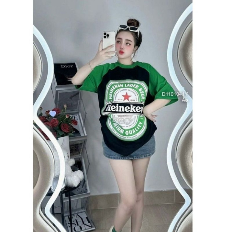 [HP] [zX] Áo thun tay lỡ cotton KHÔ BIA HEINEKEN 🍺,form rộng tay lỡ Unisex Oversize Nam Nữ mặc đều đẹp Hot 2024 2024