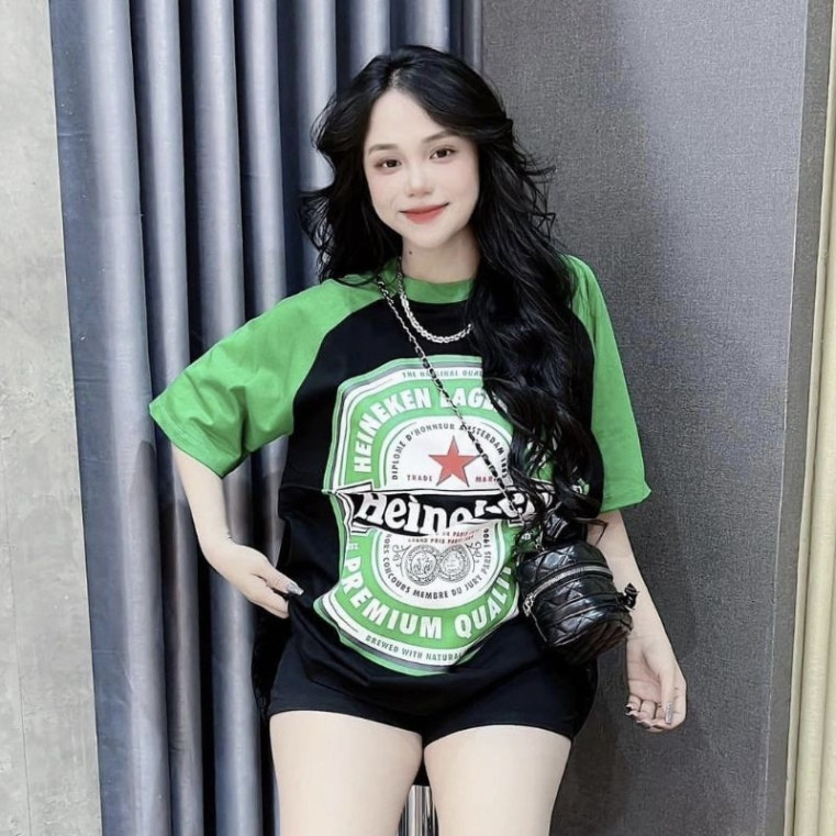 [HP] [zX] Áo thun tay lỡ cotton KHÔ BIA HEINEKEN 🍺,form rộng tay lỡ Unisex Oversize Nam Nữ mặc đều đẹp Hot 2024 2024