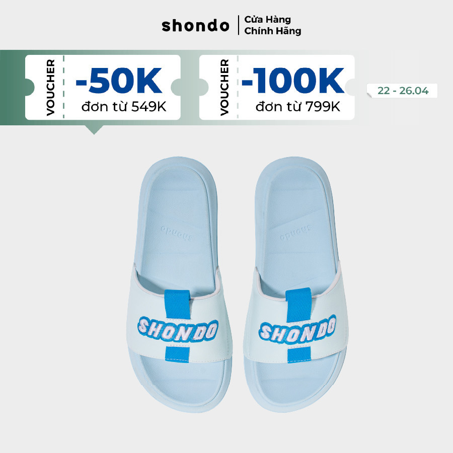 Dép Trendy III Thêu Chữ SHONDO Full Xanh Da trời TRE3030