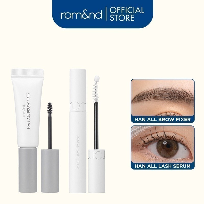 Combo Gel cố định lông mày Romand Han All Brow Fixer-Han All Line 9g + Tinh Chất Dưỡng Mi Romand Han All Lash Serum 8ml