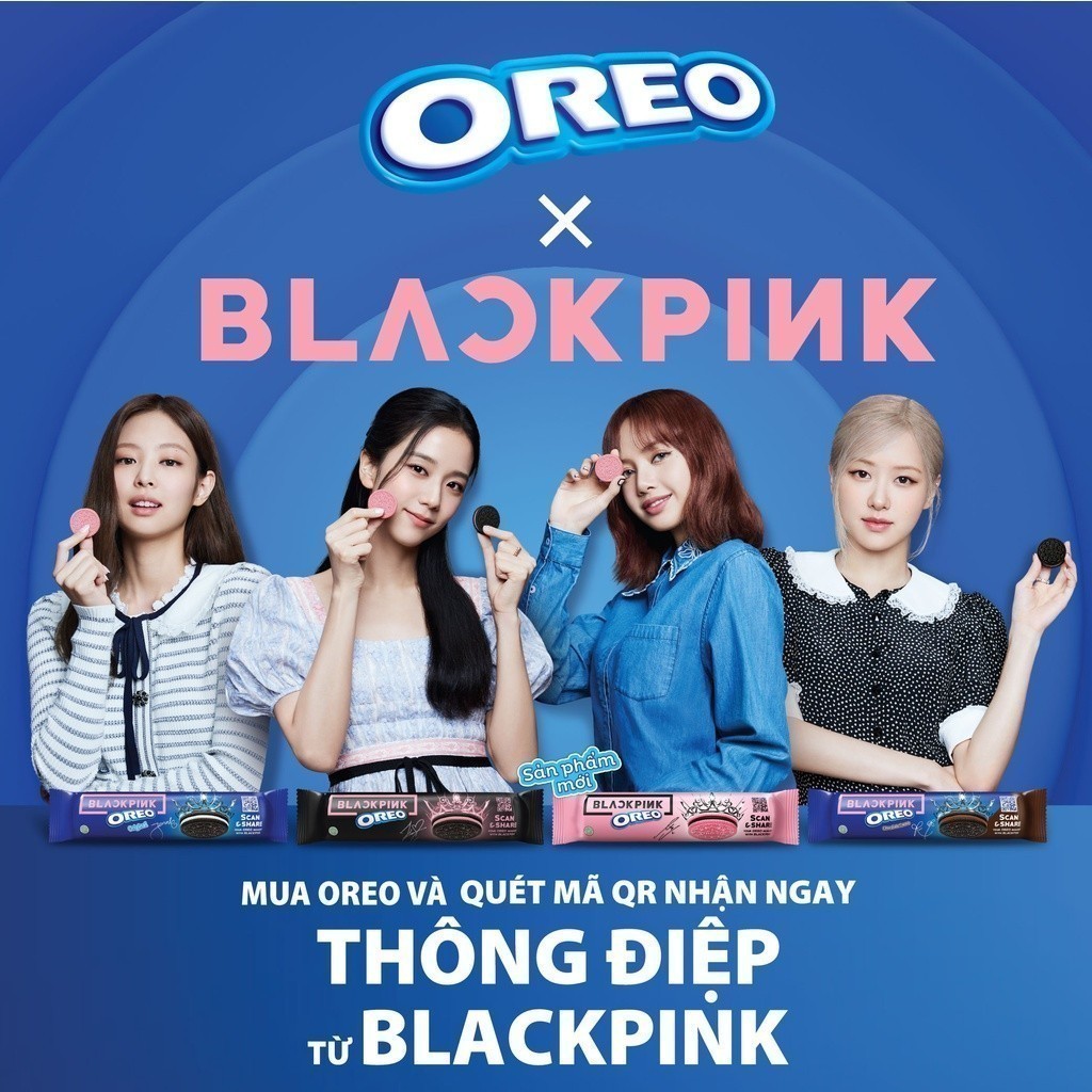 Bánh quy OREO BLACKPINK vị kem lạnh việt quất, combo 3 thanh x 119.6g