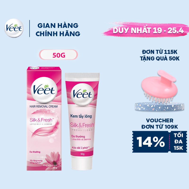 [Mã VEE1503 Giảm 12%] Kem Tẩy Lông Cho Da Thường Veet Silk Fresh 50G