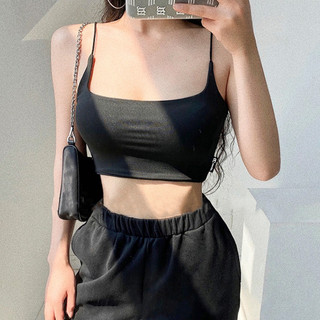 Áo 2 Dây Crop Nữ ECOCHIC Trắng Đen Chất Liệu Cotton Mềm mại Thấm Hút Mồ Hôi Tốt B006