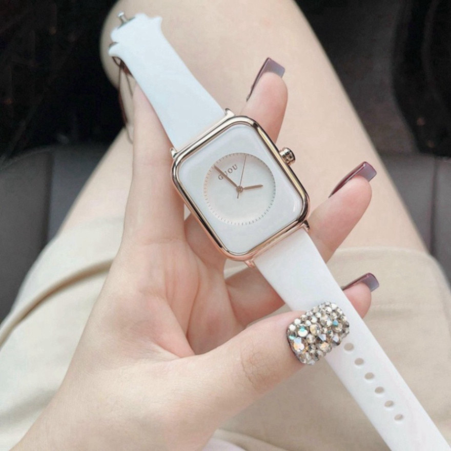 Đồng hồ nữ guou quai silicol mặt chữ nhật siêu hot donghonu (video ảnh thật),bảo hành 12 tháng