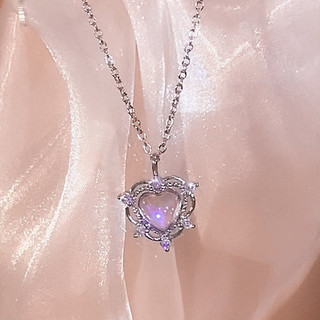 ✨✨vòng cổ mạ bạc mặt trái tim đính đá pha lê đơn giản