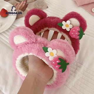 🌸🌸băng đô cài tóc rửa mặt hình tai gấu / dâu tây bằng lông nhung thời trang dành cho nữ