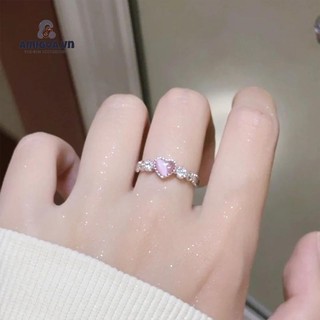✨✨nhẫn hở hình trái tim đính đá zircon mắt mèo thời trang cho nữ